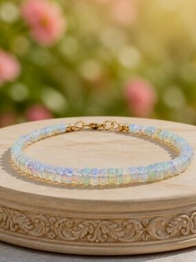 New One of a Kind Handmade Natural Welo Opal Bracelet 14k Gold Filled